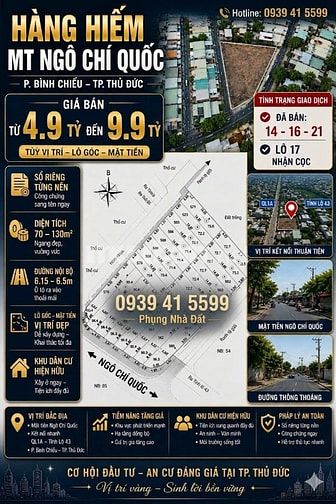 Mở Bán 23 Nền Mặt Tiền Ngô Chí Quốc Gần Cầu Vượt Gò Dưa Từ 4.9 tỷ Nền