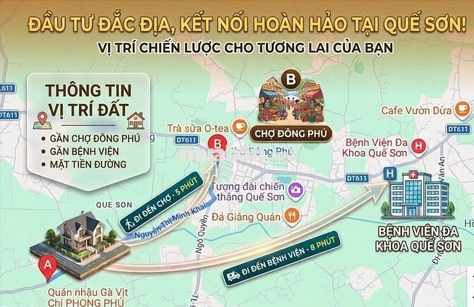 Bán đất 172m2 ngay Gần Chợ Đông Phú, Quế Sơn - Giá chỉ 650 triệu