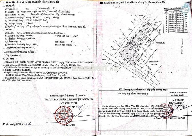 Bán đất ở, hẻm xe hơi khu vực Mỹ Hòa Trung Chánh