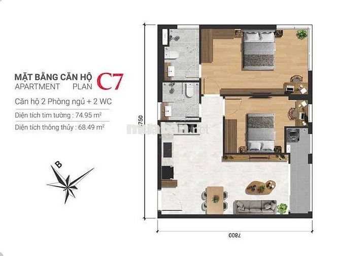 Bán 2PN căn góc tầng penthouse Happy One Sora 75.5m2 Linh Xuân Thủ Đức
