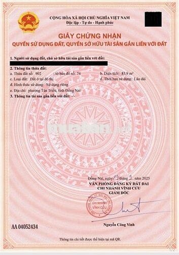 Chỉ từ 1ty sở hữu đất nền thổ cư toàn phần ở Biên Hoà