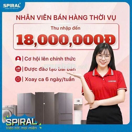 Nhân viên tư vấn bán hàng thời vụ máy lạnh Toshiba