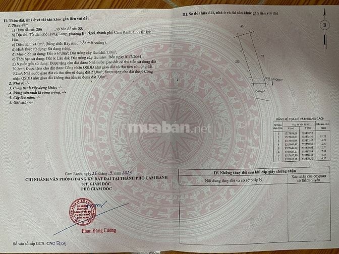ĐẤT THỔ CƯ MẶT TIỀN BÙI THỊ XUÂN, PHƯỜNG BA NGÒI, CAM RANH