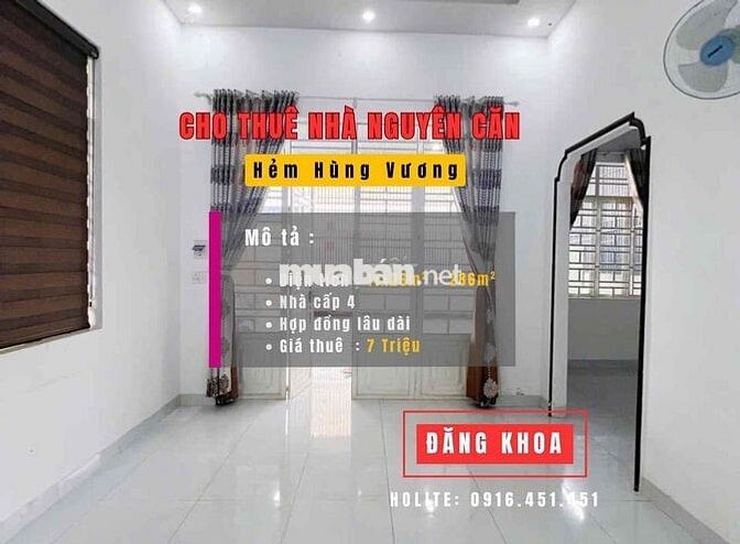 CHO THUÊ NHÀ 11 MÉT NGANG HẺM AMAKHÊ