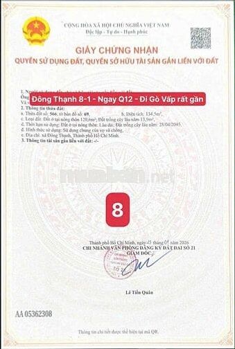 🔥 MẶT TIỀN ĐÔNG THẠNH 8-1 NỐI DÀI – SÁT Q12