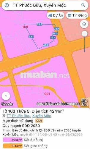 🔥 ĐẤT NỀN TRUNG TÂM PHƯỚC BỬU – 4.123m² THỔ CƯ 100% – GIÁ CHỈ 5.5TR/M²