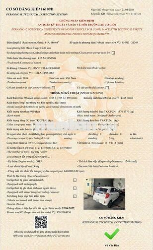 KIA Morning S 2014 160.000 km Trắng