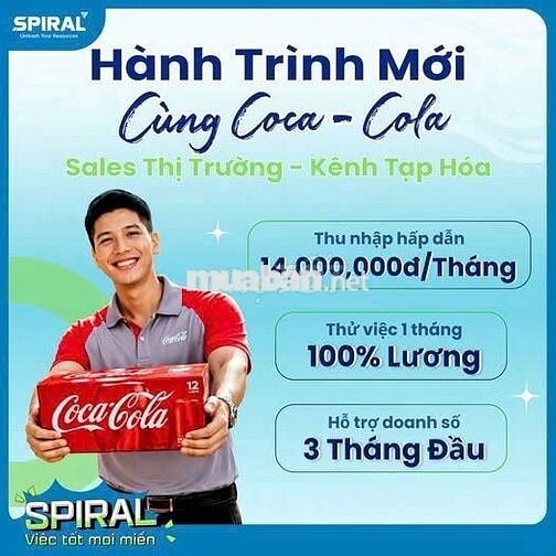 TUYỂN  NHÂN VIÊN KINH DOANH THỊ TRƯỜNG COCA-COLA