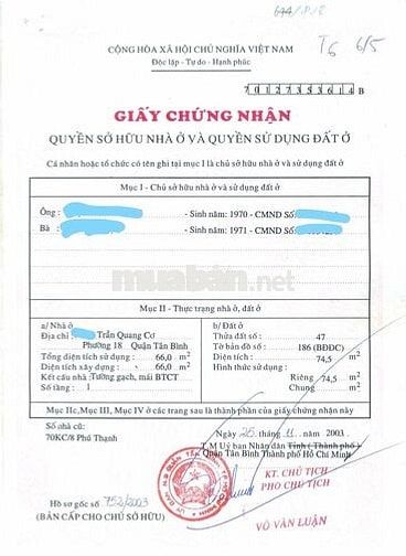 Bán nhà riêng tại Trần Quang Cơ, 7,2 tỷ, 74,5m2, 4PN, 3WC