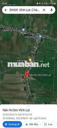 Bán nền thổ cư 9x13m giá 420tr thuộc xã Vĩnh Lợi, Châu Thành, An Giang