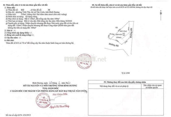 Bán nhà trên đất 259m2, có 150m2 thổ cư tại Vĩnh Tân, TP Tân Uyên