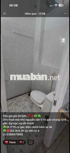 cho thuê nhà tl 15 q12 gần chung cư tl giá 3tr5/th
