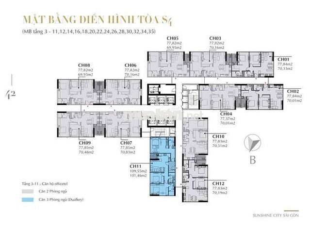 Bán căn hộ Sunshine Sky City Q7 toà mới S4 sắp bàn giao - 78m2 2PN 2WC