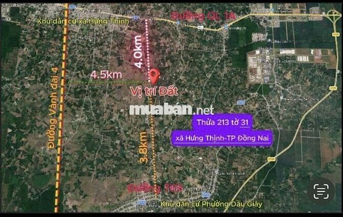 Cần bán đất mặt tiền đường Hưng Bình, Trảng Bom, Đồng Nai, Giá 2.1 tỷ