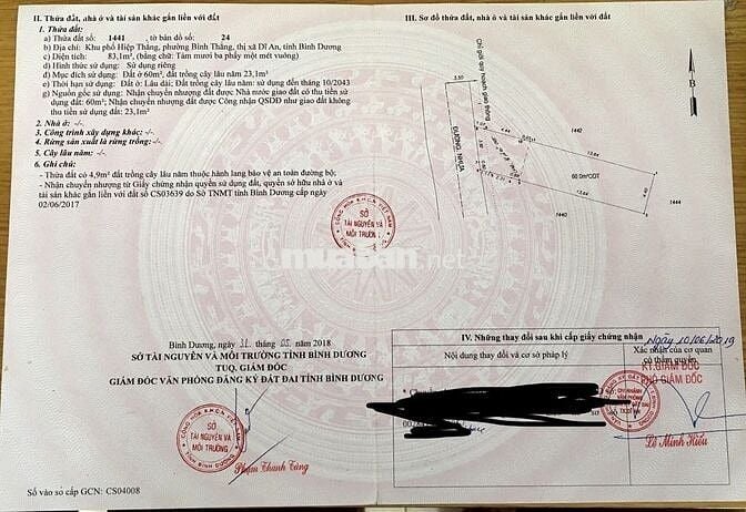 Cần bán lô đất thổ cư chính chủ phường Bình Thắng, Dĩ An