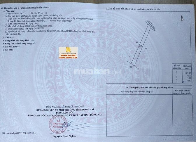 Bán 2.028 m2 đất vườn xã Phú Hoà.TP Đồng Nai.1 tỷ 6
