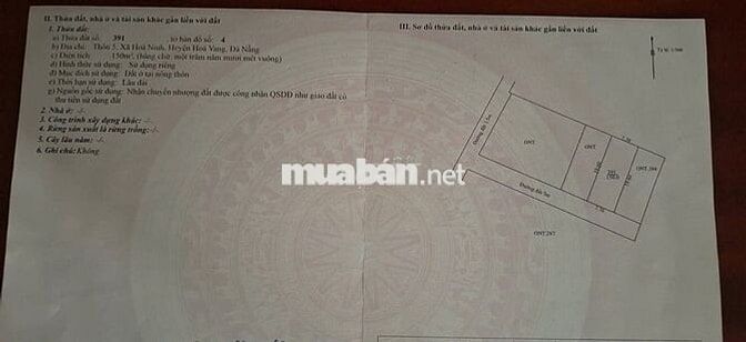 🔴💥Bán đất 150m2 xã Hòa Ninh (nay xã Bà Nà) - TP Đà Nẵng