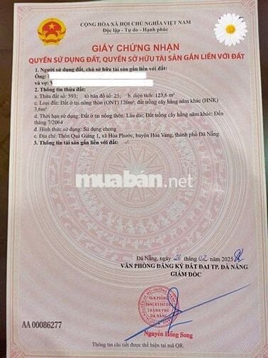 🔥 CHÍNH CHỦ BÁN 2 LÔ ĐẤT LIỀN KỀ – HOÀ XUÂN, TRUNG TÂM ĐÀ NẴNG 🔥