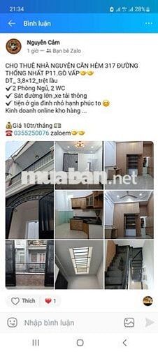 cho thuê nhà nguyên căn khu vực Gò Vấp 