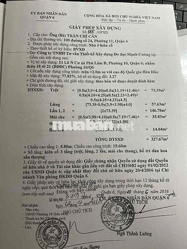 🏡 Bán nhà lầu đúc kiên cố đường Bình Phú. Quận 6. 👉 Diện tích : 4.5 x