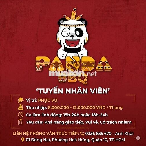 🔥PANDA BBQ QUẬN 10 TÌM KIẾM NHÂN VIÊN PHỤC VỤ! 🔥