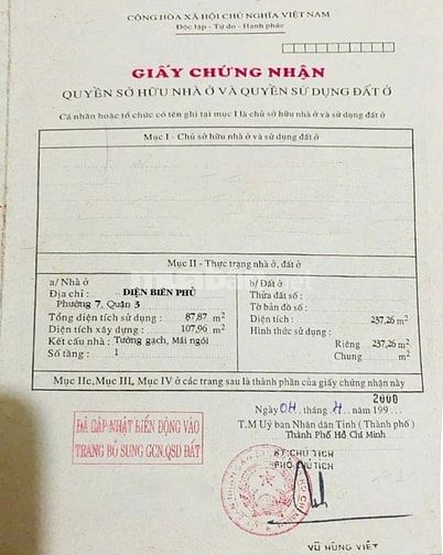 Bán nhà mặt tiền Điện Biên Phủ, Q3, 237m2, 2 tầng, HĐT 150tr/th