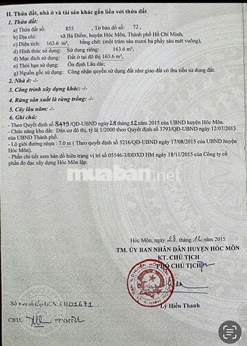 Bán nhanh đất đẹp vuông vức xã Bà Điểm