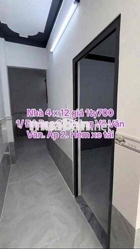 NHÀ VĨNH LỘC B 4x12 ĐƯỜNG VÕ VĂN VÂN HẺM THÔNG 5M NGAY CHỢ 3 PHÒNG NGỦ
