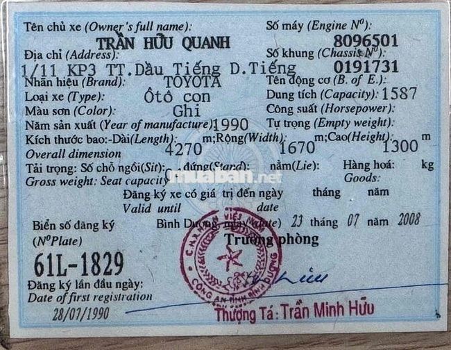 Toyota Corolla 1990 Ghi 222990 km