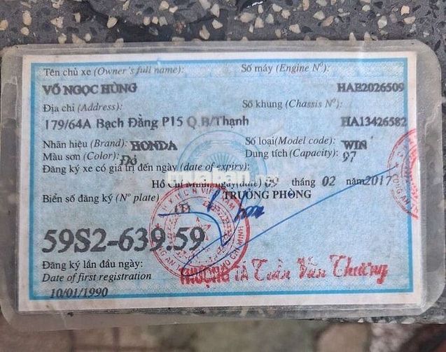 Honda Win indo BSTP 59S2 có giao lưu đổi xe bù trừ