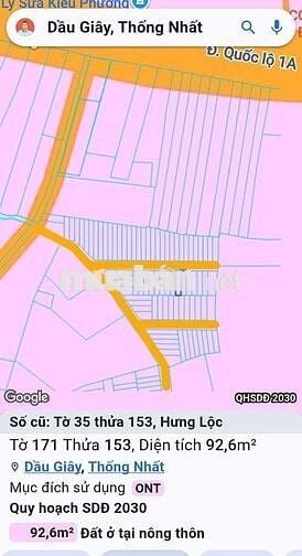 Đất Phường Dầu Giây, sát Quốc lộ 1A giá ngộp 650tr