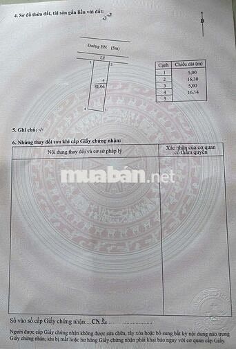 Đất 5 x 16,20 KDC Trần Anh, đường nhựa 6m thông