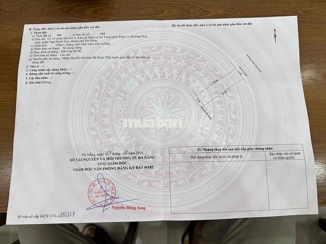 Bán đất mặt tiền 7.5m Phạm Đức Nam- Ngũ Hành Sơn chính chủ 4Tỷ800
