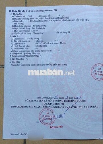 Căn hộ Phú Mỹ, Thới Hòa, bến cát, Bình Dương: 540 triệu