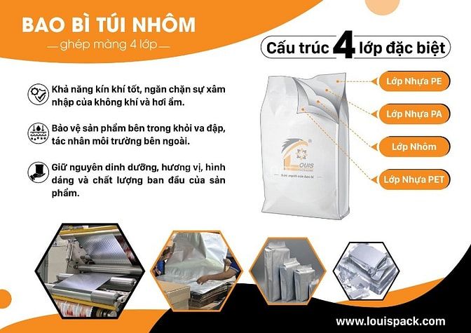 Túi nhôm kích thước lớn đựng bột - hạt nhựa
