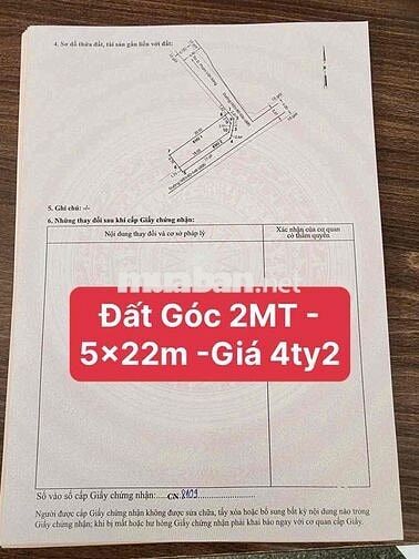 Cần Bán Gấp Đất 5x20m - MT Nhựa 6m Thông Gần Phan Văn Hớn Bà Điểm