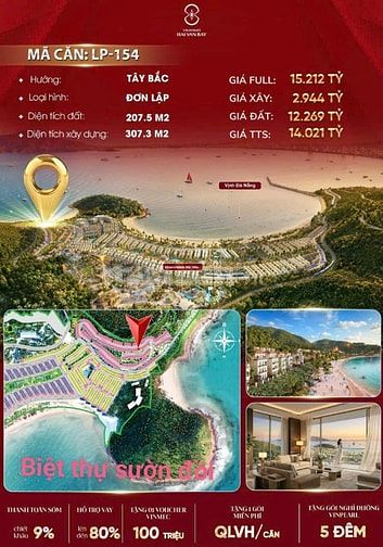 Bán Biệt thự sườn đồi mặt biển tại Đà Nẵng chỉ cần 5 Tỷ sỡ hữu ngay