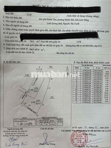 Chính chủ cần bán 722,1 mét vuông đất phủ hồng