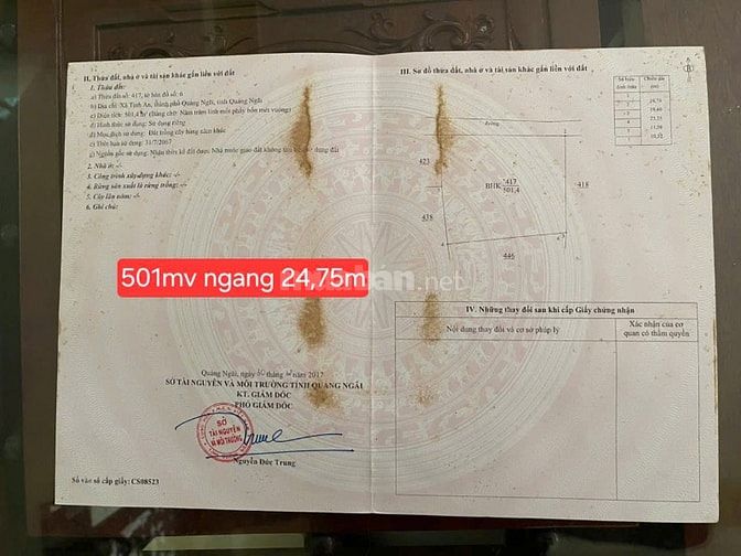 🚀 Đất Tịnh An 500m² Thổ Cư, Mặt Tiền 25m – Giá Đầu Tư Chỉ 465Tr 🚀