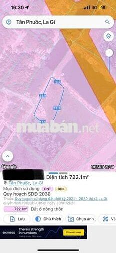 Chính chủ cần bán 722,1 mét vuông đất phủ hồng
