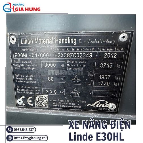 🛻XE NÂNG ĐIỆN LINDE 3 TẤN – GIẢI PHÁP NÂNG HẠ HIỆU QUẢ CHO KHO XƯỞNG