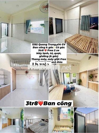 Phòng k gác và có gác cửa sổ 3tr4-3tr5, ban công 3tr8 Free 2 xe