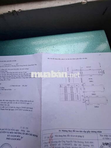 BÁN NHÀ HẺM XE TẢI THÔNG, BÊN CẠNH HẺM 5M - BÌNH HƯNG HÒA B