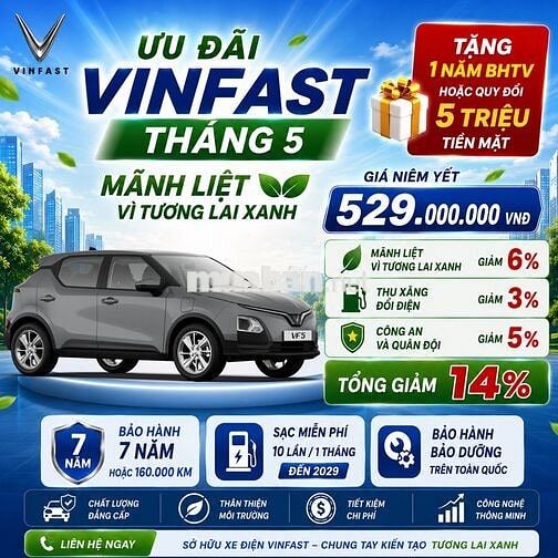 VF 5 Plus sẵn xe nhiều màu giá tốt, chỉ từ 50TR
