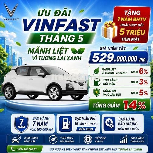 VF 5 Plus sẵn xe nhiều màu giá tốt, chỉ từ 50TR
