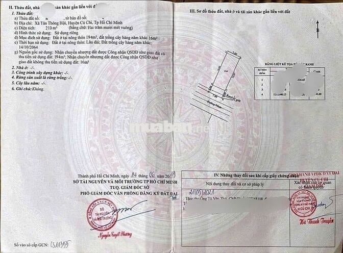 Cần Tiền Bán Gấp Lô Đất Xã Tân Thông Hội,Củ Chi Giá 780tr