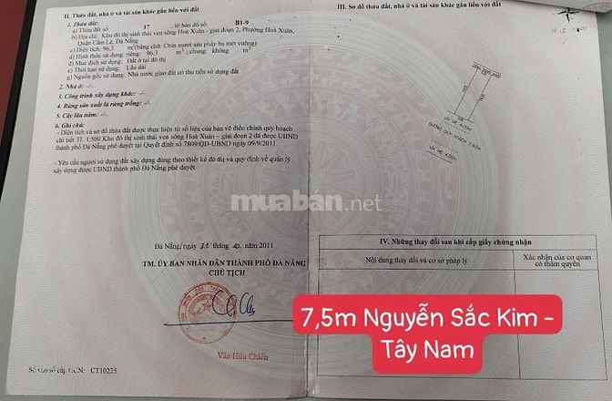 BÁN LÔ ĐẤT MT ĐẸP NGUYỄN SẮC KIM, HOÀ XUÂN, ĐÀ NẴNG