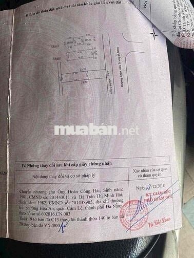 Bán Nhà Mặt Tiền Đường 7m5 Hướng Đông Đường Đoàn Hữu Trưng