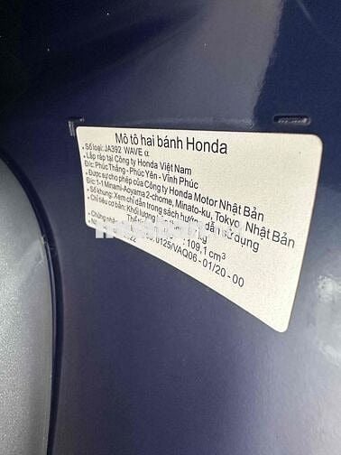 Honda Wave Alpha 2022 Odo 15000 km biển 65 chủ kí