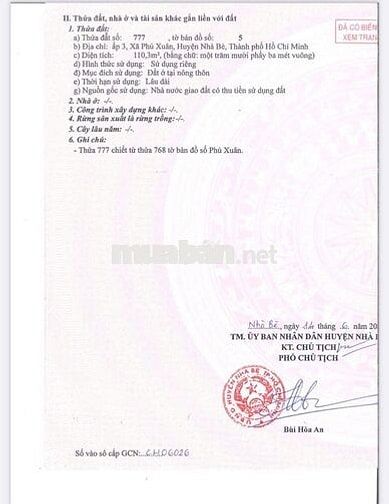 Thanh lý đất full thổ cư Phú Xuân Nhà Bè